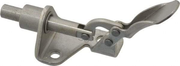 De-Sta-Co - 100 Lb Load Capacity, Flanged Base, Stainless Steel, Standard Straight Line Action Clamp - 3 Mounting Holes, 0.17" Mounting Hole Diam, 1/4" Plunger Diam, Thumb Handle - Apex Tool & Supply