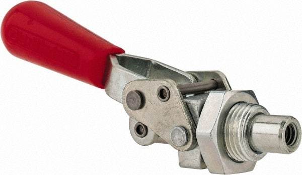 De-Sta-Co - 200 Lb Load Capacity, Mounting Plate Base, Carbon Steel, Standard Straight Line Action Clamp - 0.39" Plunger Diam, Straight Handle - Apex Tool & Supply