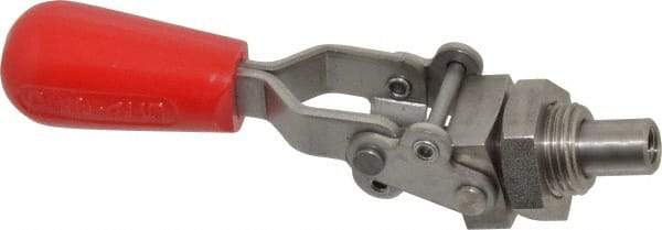 De-Sta-Co - 200 Lb Load Capacity, Mounting Plate Base, Stainless Steel, Standard Straight Line Action Clamp - 0.39" Plunger Diam, Straight Handle - Apex Tool & Supply