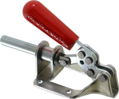 De-Sta-Co - 300 Lb Load Capacity, Flanged Base, Carbon Steel, Standard Straight Line Action Clamp - 4 Mounting Holes, 0.22" Mounting Hole Diam, 0.44" Plunger Diam, Straight Handle - Apex Tool & Supply