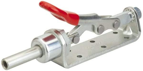 De-Sta-Co - 450 Lb Load Capacity, Flanged Base, Carbon Steel, Standard Straight Line Action Clamp - 6 Mounting Holes, 0.2" Mounting Hole Diam, 0.44" Plunger Diam, Thumb Handle - Apex Tool & Supply