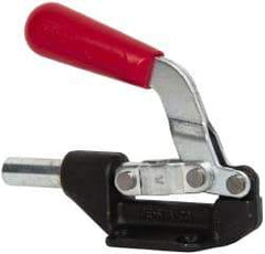De-Sta-Co - 850 Lb Load Capacity, Flanged Base, Carbon Steel, Standard Straight Line Action Clamp - 4 Mounting Holes, 0.33" Mounting Hole Diam, 0.62" Plunger Diam, Straight Handle - Apex Tool & Supply