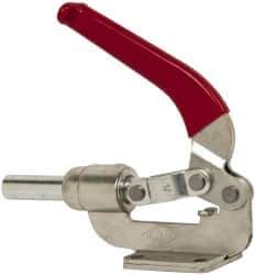 De-Sta-Co - 800 Lb Load Capacity, Flanged Base, Carbon Steel, Standard Straight Line Action Clamp - 4 Mounting Holes, 0.38" Mounting Hole Diam, 0.62" Plunger Diam, Whale Tail Handle - Apex Tool & Supply