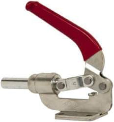 De-Sta-Co - 800 Lb Load Capacity, Flanged Base, Carbon Steel, Standard Straight Line Action Clamp - 4 Mounting Holes, 0.38" Mounting Hole Diam, 0.62" Plunger Diam, Whale Tail Handle - Apex Tool & Supply