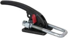 De-Sta-Co - 7,500 Lb Capacity, Horizontal, U Hook, Flanged Base, Carbon Steel Pull Action Latch Clamp - 2.19" Drawing Movement, 9.65" OAL, Threaded U Hook, Straight Handle - Apex Tool & Supply