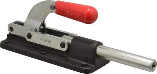 De-Sta-Co - 7,500 Lb Load Capacity, Flanged Base, Carbon Steel, Standard Straight Line Action Clamp - 6 Mounting Holes, 0.41" Mounting Hole Diam, 0.87" Plunger Diam, Straight Handle - Apex Tool & Supply