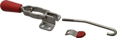 De-Sta-Co - 200 Lb Capacity, Horizontal, J Hook, Flanged Base, Stainless Steel Pull Action Latch Clamp - 2.35" Drawing Movement, 6.01" OAL, Straight Handle - Apex Tool & Supply
