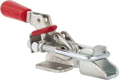 De-Sta-Co - 360 Lb Capacity, Horizontal, U Hook, Flanged Base, Carbon Steel Pull Action Latch Clamp - 1.18" Drawing Movement, 3.88" OAL, Threaded U Hook, Straight Handle - Apex Tool & Supply