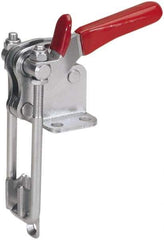 De-Sta-Co - 1,000 Lb Capacity, Vertical, U Hook, Flanged Base, Stainless Steel Pull Action Latch Clamp - 2.04" Drawing Movement, 4.1" OAL, Threaded U Hook, Straight Handle - Apex Tool & Supply