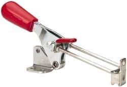 De-Sta-Co - 500 Lb Capacity, Vertical, U Hook, Flanged Base, Carbon Steel Pull Action Latch Clamp - 1.53" Drawing Movement, 3.49" OAL, Threaded U Hook, Straight Handle - Apex Tool & Supply