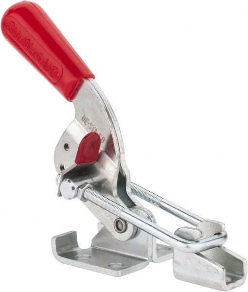 De-Sta-Co - 720 Lb Capacity, Horizontal, U Hook, Flanged Base, Carbon Steel Pull Action Latch Clamp - 1-3/4" Drawing Movement, 6.07" OAL, Threaded U Hook, Straight Handle - Apex Tool & Supply