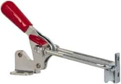 De-Sta-Co - 1,000 Lb Capacity, Vertical, U Hook, Flanged Base, Carbon Steel Pull Action Latch Clamp - 2.04" Drawing Movement, 4.1" OAL, Threaded U Hook, Straight Handle - Apex Tool & Supply