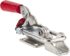 De-Sta-Co - 2,000 Lb Capacity, Horizontal, U Hook, Flanged Base, Carbon Steel Pull Action Latch Clamp - 2-1/2" Drawing Movement, 8.2" OAL, Threaded U Hook, Straight Handle - Apex Tool & Supply