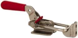 De-Sta-Co - 2,000 Lb Capacity, Horizontal, U Hook, Flanged Base, Stainless Steel Pull Action Latch Clamp - 2-1/2" Drawing Movement, 8.43" OAL, Threaded U Hook, Straight Handle - Apex Tool & Supply