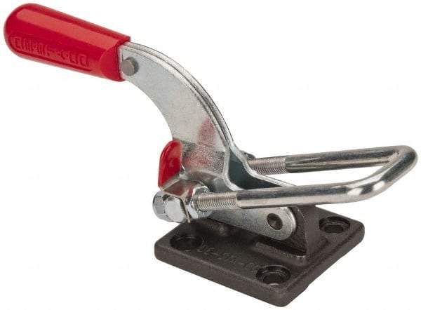 De-Sta-Co - 4,000 Lb Capacity, Horizontal, U Hook, Flanged Base, Carbon Steel Pull Action Latch Clamp - 3-1/2" Drawing Movement, 10.19" OAL, Threaded U Hook, Straight Handle - Apex Tool & Supply
