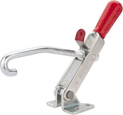 De-Sta-Co - 375 Lb Capacity, Horizontal, J Hook, Flanged Base, Carbon Steel Pull Action Latch Clamp - 4" Drawing Movement, 8.82" OAL, Straight Handle - Apex Tool & Supply