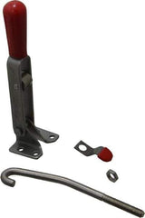 De-Sta-Co - 450 Lb Capacity, Horizontal, J Hook, Flanged Base, Stainless Steel Pull Action Latch Clamp - 4" Drawing Movement, 8.82" OAL, Straight Handle - Apex Tool & Supply