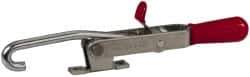 De-Sta-Co - 375 Lb Capacity, Horizontal, J Hook, Right Flanged Base, Carbon Steel Pull Action Latch Clamp - 4" Drawing Movement, 8.82" OAL, Thumb Handle - Apex Tool & Supply
