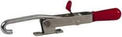 De-Sta-Co - 375 Lb Capacity, Horizontal, J Hook, Right Flanged Base, Carbon Steel Pull Action Latch Clamp - 4" Drawing Movement, 8.82" OAL, Thumb Handle - Apex Tool & Supply