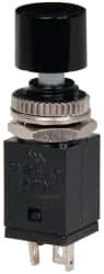 GC/Waldom - 0.315 Inch Mount Hole, Miniature Pushbutton Switch Only - Round, Black Pushbutton, Nonilluminated, Maintained (MA), On-On - Apex Tool & Supply