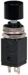 GC/Waldom - 0.315 Inch Mount Hole, Miniature Pushbutton Switch Only - Round, Black Pushbutton, Nonilluminated, Maintained (MA), On-On - Apex Tool & Supply