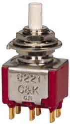 GC/Waldom - 1/4 Inch Mount Hole, Miniature Pushbutton Switch Only - White Pushbutton, Nonilluminated, Momentary (MO), On-On - Apex Tool & Supply