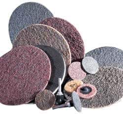3M - 3" Disc Diam, Silicon Carbide Quick Change Disc - Type R Attaching System, Nonwoven, Gray, Super Fine Grade, 18,000 RPM - Apex Tool & Supply