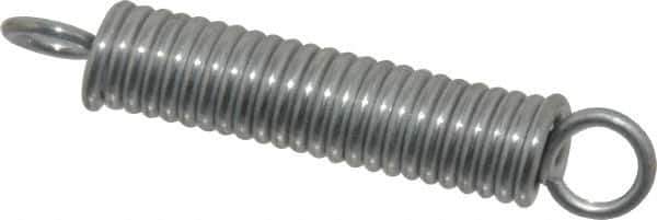 Made in USA - 3/8" OD, 19.24 Lb Max Load, 2-9/16" Max Ext Len, 0.062" Wire Diam Extension Spring - 31.84 Lb/In Rating - Apex Tool & Supply