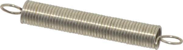 Made in USA - 1/4" OD, 3.01 Lb Max Load, 3-3/16" Max Ext Len, 0.028" Wire Diam Extension Spring - 1.76 Lb/In Rating - Apex Tool & Supply