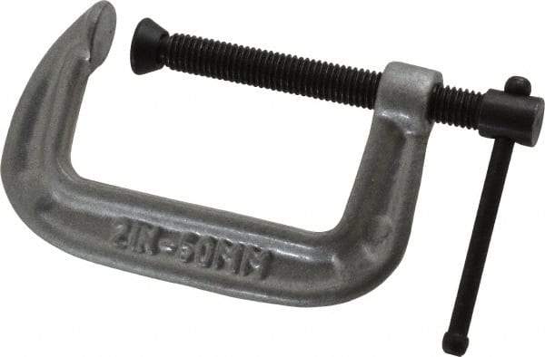 Gibraltar - Light-Duty 2" Max Opening, 1-1/8" Throat Depth, Cast Iron Standard C-Clamp - 400 Lb Capacity, 0" Min Opening, Standard Throat Depth, Malleable Cast Iron Screw - Apex Tool & Supply