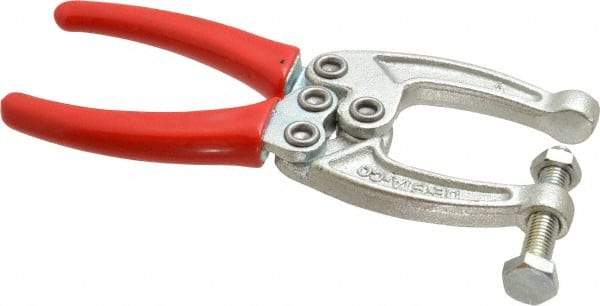De-Sta-Co - 1556.88 N Load Capacity, 1.77" Throat Depth, 6.03" OAL, Carbon Steel, C Style Plier Clamp - 2.8" Max Jaw Capacity, M8x1.5 Spindle, 2.8" Open Throat Height, Red Handle, Spindle End - Apex Tool & Supply