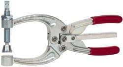 De-Sta-Co - 3113.76 N Load Capacity, 2.72" Throat Depth, 8.51" OAL, Carbon Steel, C Style Plier Clamp - 4.16" Max Jaw Capacity, M10x1.5 Spindle, 4.16" Open Throat Height, Red Handle, Spindle End - Apex Tool & Supply