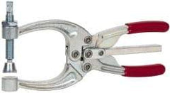 De-Sta-Co - 3113.76 N Load Capacity, 2.72" Throat Depth, 8.51" OAL, Carbon Steel, C Style Plier Clamp - 4.16" Max Jaw Capacity, M10x1.5 Spindle, 4.16" Open Throat Height, Red Handle, Spindle End - Apex Tool & Supply