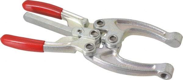 De-Sta-Co - 5337.87 N Load Capacity, 2.56" Throat Depth, 9.19" OAL, Carbon Steel, C Style Plier Clamp - M10x1.25 Spindle, 4.06" Open Throat Height, Red Handle, Spindle End - Apex Tool & Supply