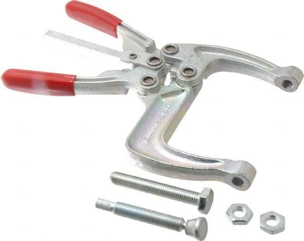 De-Sta-Co - 5337.87 N Load Capacity, 2.56" Throat Depth, 9.15" OAL, Carbon Steel, C Style Plier Clamp - 5.98" Max Jaw Capacity, M10x1.5 Spindle, 5.98" Open Throat Height, Red Handle, Spindle End - Apex Tool & Supply