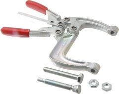 De-Sta-Co - 5337.87 N Load Capacity, 2.56" Throat Depth, 9.15" OAL, Carbon Steel, C Style Plier Clamp - 5.98" Max Jaw Capacity, M10x1.5 Spindle, 5.98" Open Throat Height, Red Handle, Spindle End - Apex Tool & Supply