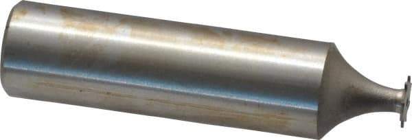 Made in USA - 1/4" Diam x 1/64" Face Width, High Speed Steel, 8 Teeth, Shank Connection Woodruff Keyseat Cutter - Uncoated, 2-1/16" OAL x 1/2" Shank, Straight Teeth - Apex Tool & Supply