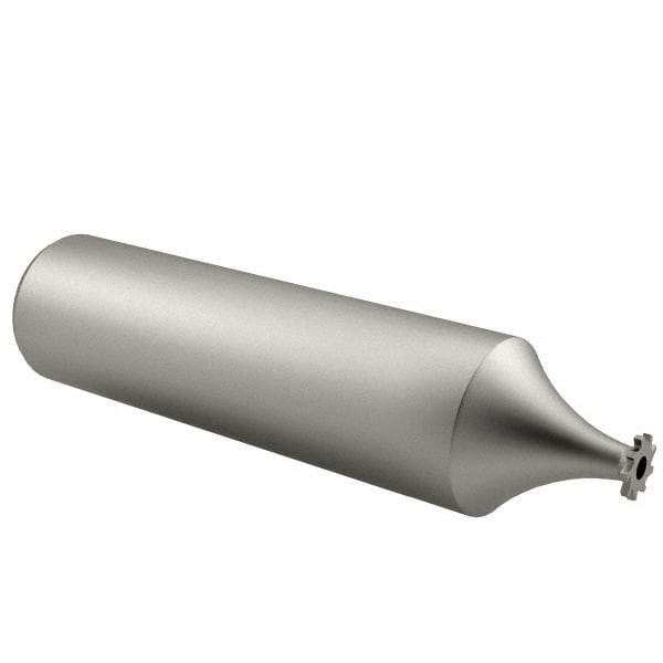 Made in USA - 1/4" Diam x 1/32" Face Width, High Speed Steel, 8 Teeth, Shank Connection Woodruff Keyseat Cutter - Uncoated, 2-1/16" OAL x 1/2" Shank, Straight Teeth - Apex Tool & Supply