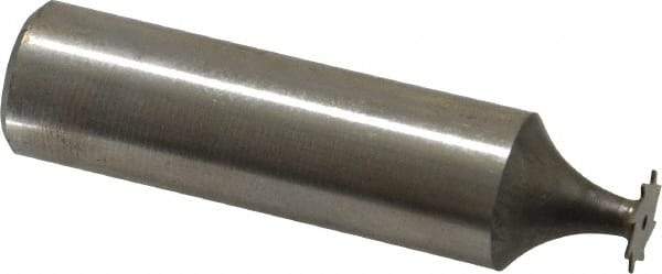 Made in USA - 5/16" Diam x 1/64" Face Width, High Speed Steel, 8 Teeth, Shank Connection Woodruff Keyseat Cutter - Uncoated, 2-1/16" OAL x 1/2" Shank, Straight Teeth - Apex Tool & Supply