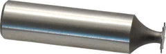Made in USA - 3/8" Diam x 1/64" Face Width, High Speed Steel, 8 Teeth, Shank Connection Woodruff Keyseat Cutter - Uncoated, 2-1/16" OAL x 1/2" Shank, Straight Teeth - Apex Tool & Supply