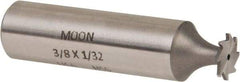 Made in USA - 3/8" Diam x 1/32" Face Width, High Speed Steel, 8 Teeth, Shank Connection Woodruff Keyseat Cutter - Uncoated, 2-1/16" OAL x 1/2" Shank, Straight Teeth - Apex Tool & Supply