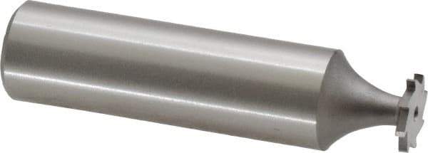 Made in USA - 3/8" Diam x 3/64" Face Width, High Speed Steel, 8 Teeth, Shank Connection Woodruff Keyseat Cutter - Uncoated, 2-1/16" OAL x 1/2" Shank, Straight Teeth - Apex Tool & Supply