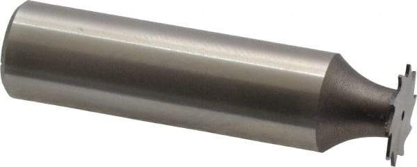 Made in USA - 1/2" Diam x 0.02" Face Width, High Speed Steel, 12 Teeth, Shank Connection Woodruff Keyseat Cutter - Uncoated, 2-1/16" OAL x 1/2" Shank, Straight Teeth - Apex Tool & Supply