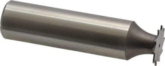 Made in USA - 1/2" Diam x 0.02" Face Width, High Speed Steel, 12 Teeth, Shank Connection Woodruff Keyseat Cutter - Uncoated, 2-1/16" OAL x 1/2" Shank, Straight Teeth - Apex Tool & Supply