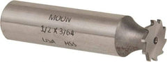Made in USA - 1/2" Diam x 3/64" Face Width, High Speed Steel, 12 Teeth, Shank Connection Woodruff Keyseat Cutter - Uncoated, 2-1/16" OAL x 1/2" Shank, Straight Teeth - Apex Tool & Supply