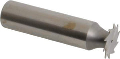 Made in USA - 5/8" Diam x 1/64" Face Width, High Speed Steel, 12 Teeth, Shank Connection Woodruff Keyseat Cutter - Uncoated, 2-3/32" OAL x 1/2" Shank, Straight Teeth - Apex Tool & Supply