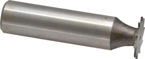 Made in USA - 5/8" Diam x 1/32" Face Width, High Speed Steel, 12 Teeth, Shank Connection Woodruff Keyseat Cutter - Uncoated, 2-3/32" OAL x 1/2" Shank, Straight Teeth - Apex Tool & Supply