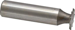 Made in USA - 5/8" Diam x 1/32" Face Width, High Speed Steel, 12 Teeth, Shank Connection Woodruff Keyseat Cutter - Uncoated, 2-3/32" OAL x 1/2" Shank, Straight Teeth - Apex Tool & Supply