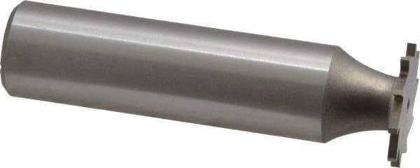 Made in USA - 5/8" Diam x 3/64" Face Width, High Speed Steel, 12 Teeth, Shank Connection Woodruff Keyseat Cutter - Uncoated, 2-3/32" OAL x 1/2" Shank, Straight Teeth - Apex Tool & Supply