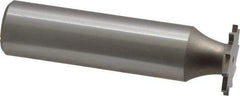Made in USA - 5/8" Diam x 3/64" Face Width, High Speed Steel, 12 Teeth, Shank Connection Woodruff Keyseat Cutter - Uncoated, 2-3/32" OAL x 1/2" Shank, Straight Teeth - Apex Tool & Supply